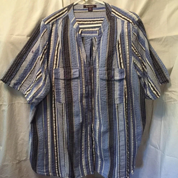 Seersucker Button Down Blouse - Picture 5 of 6